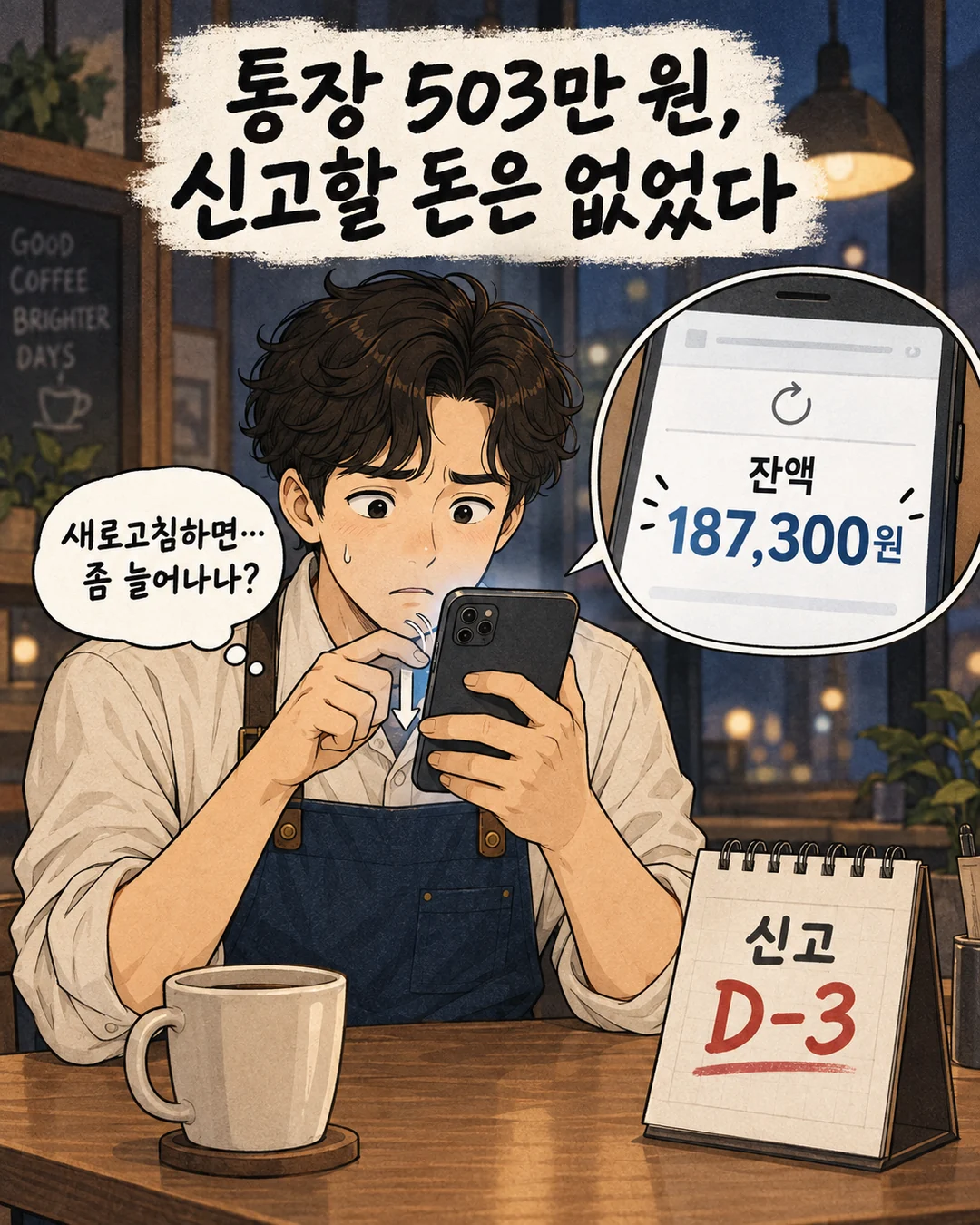 신고를 앞두고 매출 통장 잔액을 확인한 김카페
