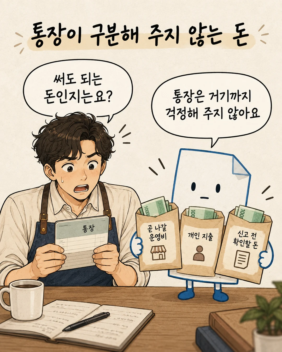 통장 잔액만으로는 운영비와 개인 지출, 세금으로 나갈 수 있는 돈을 구분할 수 없다는 설명