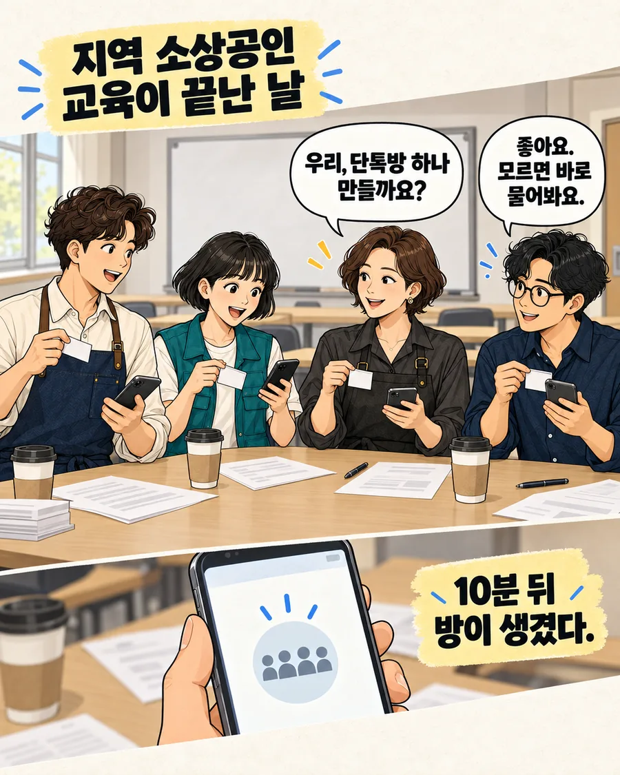 초보 사업자 교육 후 단톡방을 만드는 네 사장님