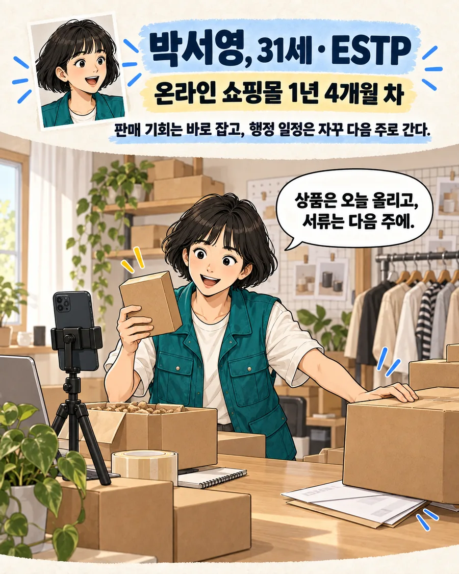 온라인 쇼핑몰 운영자 박서영 캐릭터 소개